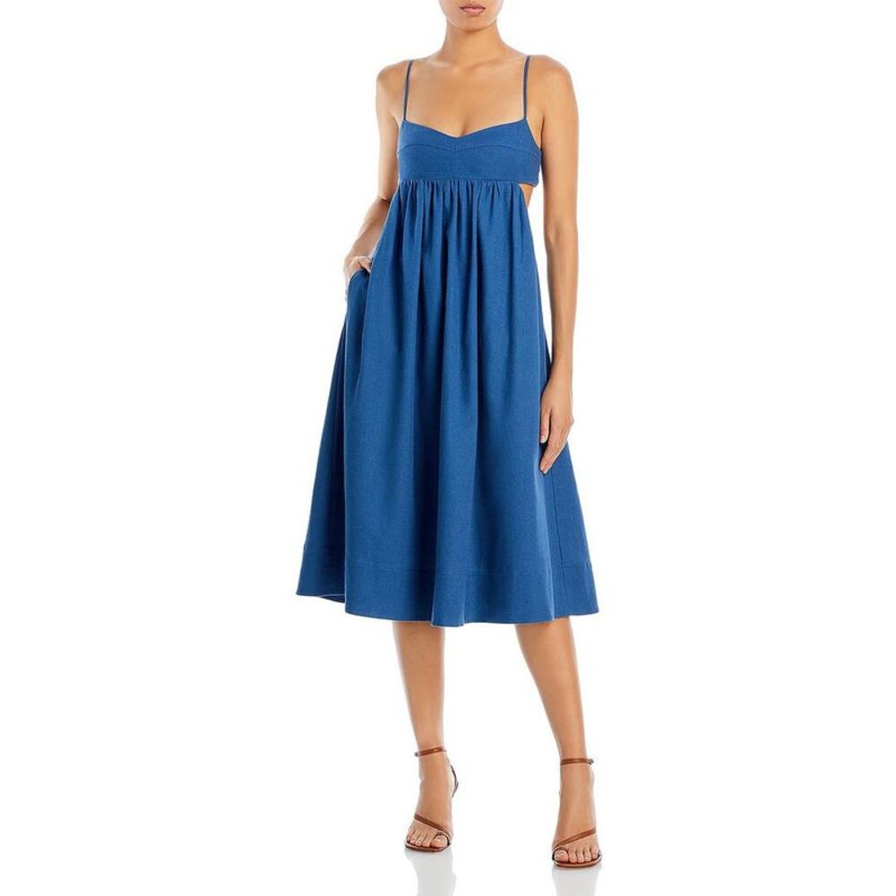 Aqua Blue Spaghetti-Strap Midi Dress